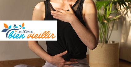 personne qui se touche le plexus pour contrôler la respiration