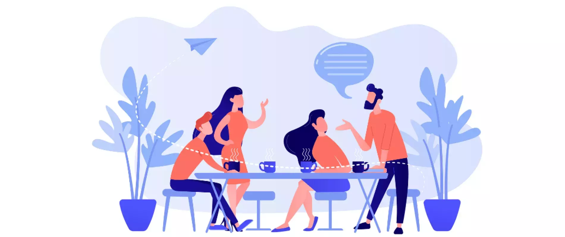 illustration personnes discutent autour d'une table 