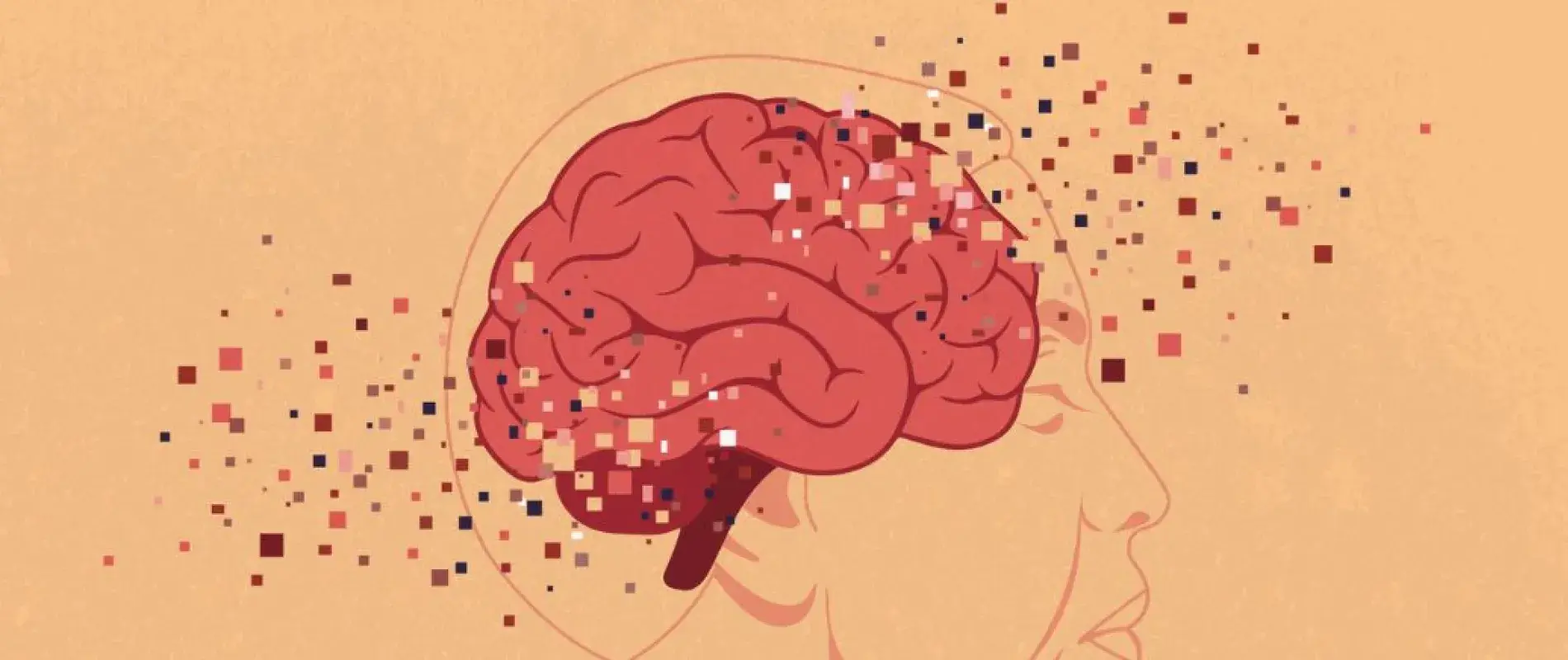 personne âgé et cerveau qui se déconstruit