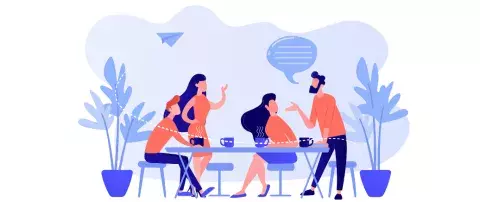illustration personnes discutent autour d'une table